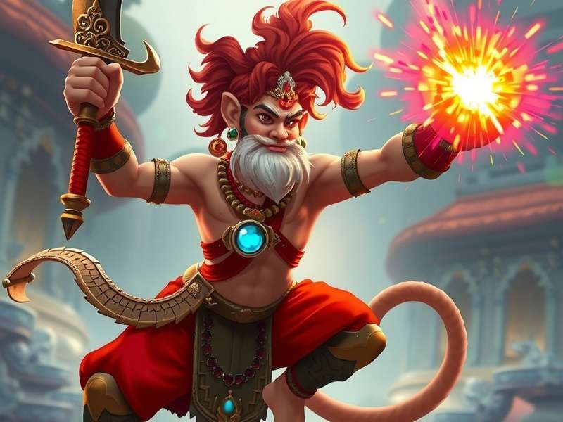 Divine Monkey Warrior combat screenshot showing Hanuman using divine abilities